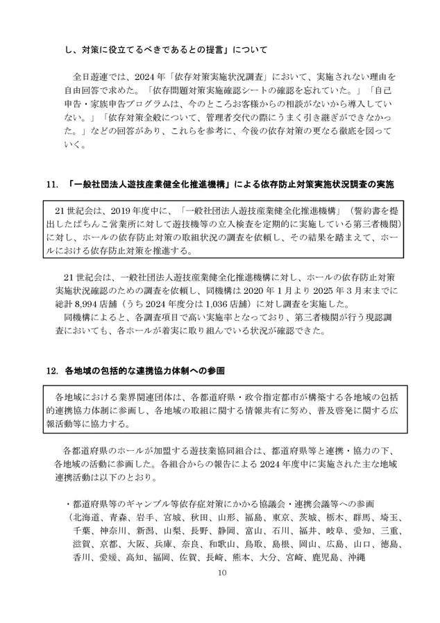 2024年度パチンコ・パチスロ依存問題対策実施状況報告書10